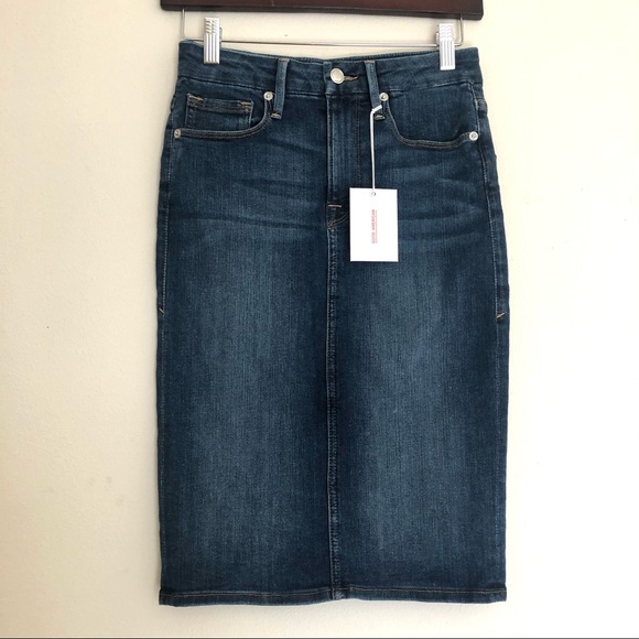NWT Good American denim jeans pencil skirt Sz 0/2 - Picture 2 of 8